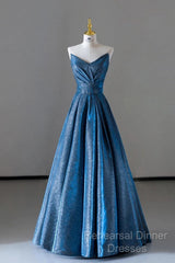 Vintage Ball Gown Sweetheart Blue Sequin Long Semi Formal Prom Gown Fairy Semi Formal Prom Dresses