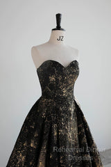 Vintage Ball Gown Sweetheart Sleeveless Long Semi Formal Prom Gown Fairy Black Semi Formal Prom Dresses