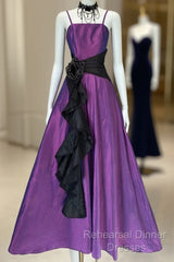 Vintage Fashion A Line Spaghetti Straps Grape Floor Length Evening Dress Semi Formal Prom Dresses