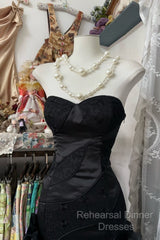 Vintage Fashion Mermaid Sweetheart Black Floor Length Evening Dress Semi Formal Prom Dresses