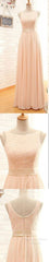 Vintage Long Column  Lace Top Bateau Neck Sleeveless Blush Pink Zipper Back Maxi Bridesmaid Dresses,