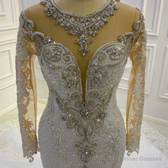 Vintage Long Sleeve Appliques Lace Beading Sequins Mermaid Wedding Dress