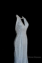Vintage Mermaid Halter Neck Blue Sequin Semi Formal Prom Gown Fairy Semi Formal Prom Dresses