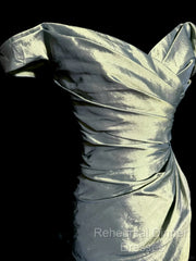 Vintage Mermaid Off The Shoulder Green Long Semi Formal Prom Gown Fairy Semi Formal Prom Dresses