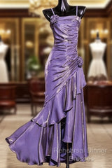Vintage Mermaid Spaghetti Straps Long Lilac Semi Formal Prom Dresses Birthday Outfits