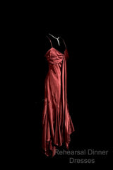 Vintage Mermaid Spaghetti Straps Satin Burgundy Semi Formal Prom Gown Fairy Semi Formal Prom Dresses