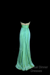 Vintage Mermaid Sweetheart Green Long Semi Formal Prom Gown Fairy Semi Formal Prom Dresses