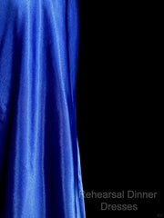 Vintage Mermaid Sweetheart Neckline Royal Blue Satin Backless Semi Formal Prom Gown Fairy Semi Formal Prom Dresses