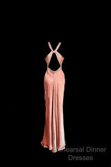 Vintage Mermaid V Neckline Pink Backless Long Semi Formal Prom Gown Fairy Semi Formal Prom Dresses