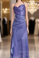 Vintage Sheath Halter Lilac Ankle Length Semi Formal Prom Dresses Birthday Outfits