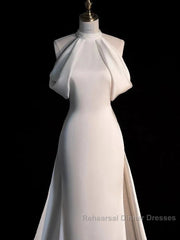 Weitese Dress Semi Formal Prom Dress Stores Gorgeous Halter Mermaid Long Semi Formal Prom Dress Light Wedding Dress With Train Party Dress Formal WomenS Dresses