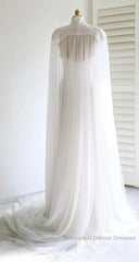 Weitese Dress Semi Formal Prom Dress Stores White Bridal Long Tulle Cape Sleeves With Embroidered Lace Appliques Long Wedding Dress Party Dress Formal Wear Dresses