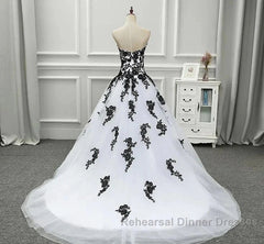 Weitese Formal WomenS Dresses Strapless Beautiful White And Black Long Semi Formal Prom Dress Ball Gown Wedding Dress Semi Formal Prom Clothing