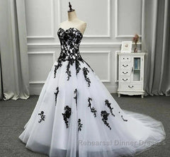 Weitese Formal WomenS Dresses Strapless Beautiful White And Black Long Semi Formal Prom Dress Ball Gown Wedding Dress Semi Formal Prom Clothing