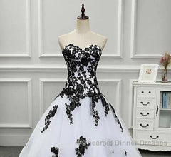 Weitese Formal WomenS Dresses Strapless Beautiful White And Black Long Semi Formal Prom Dress Ball Gown Wedding Dress Semi Formal Prom Clothing