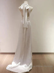 Weitese Formal WomenS Dresses White Halter Light Wedding Dresses Bride Dresses Fishtail Evening Dresses Semi Formal Prom Dress Stores