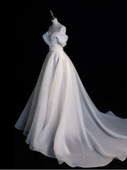 White Organza Long Semi Formal Prom Dresses, White Long Evening Dresses