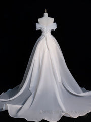 White Organza Long Semi Formal Prom Dresses, White Long Evening Dresses