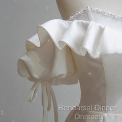 White Satin Off Shoulder Beaded Sweetheart Formal Dress, White Long Semi Formal Prom Dress