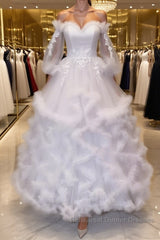 White sweetheart neck tulle long Semi Formal Prom Dresses gown, white evening Dresses