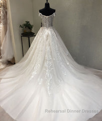 White sweetheart tulle lace applique long Semi Formal Prom Dresses, wedding Dresses