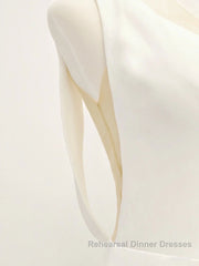 White v neck long Semi Formal Prom Dresses, white evening Dresses