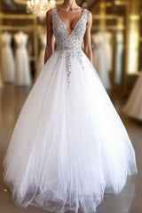 White v neck tulle beads sequin long Semi Formal Prom Dresses white evening Dresses