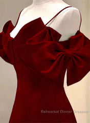 Wine Red Straps Sweetheart Long Formal Dress, A-Line Wine Red Semi Formal Prom Dress