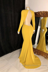 Winter Wedding Guest Dresses Long Sleeves High Neck Yellow Semi Formal Prom Dresses