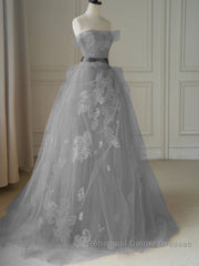 Yellow tulle lace long Semi Formal Prom Dresses, yellow tulle formal Dresses