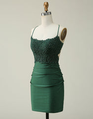 Bridesmaid Dress Online, Spaghetti Straps Cross Back Short Glitter Homecoming Dress