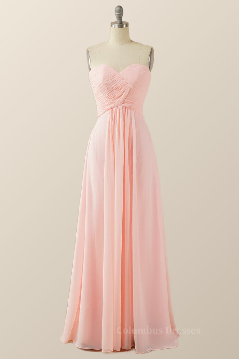 Prom Dresses Ball Gowns, Burgundy Chiffon Sweetheart A-line Long Dress